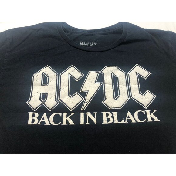 AC/DC Back In Black Metallic Band Music Lettering T-Shirt Size Large Black - Picture 2 of 6